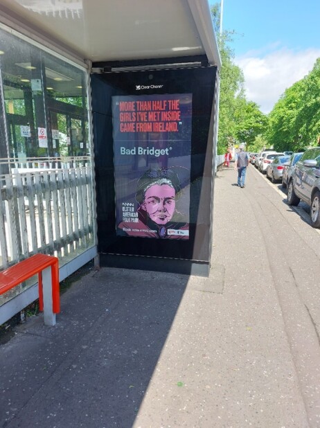The bus stop on Stranmillis Road, Belfast. Image authors’ own. Courtesy of Ulster American Folk Park.
