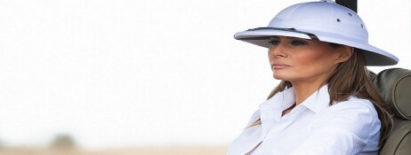 First Lady Melania Trump participates in a safari tour Friday, Oct. 5, 2018, at the Nairobi National Park in Nairobi, Kenya. (Official White House Photo by Andrea Hanks). the White House Flickr  https://www.flickr.com/photos/whitehouse45/45072029562/in/album-72157674098246138/