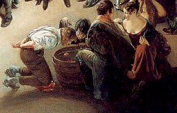 Detail from Daniel Maclise's 'Snap Apple Night'  (1833